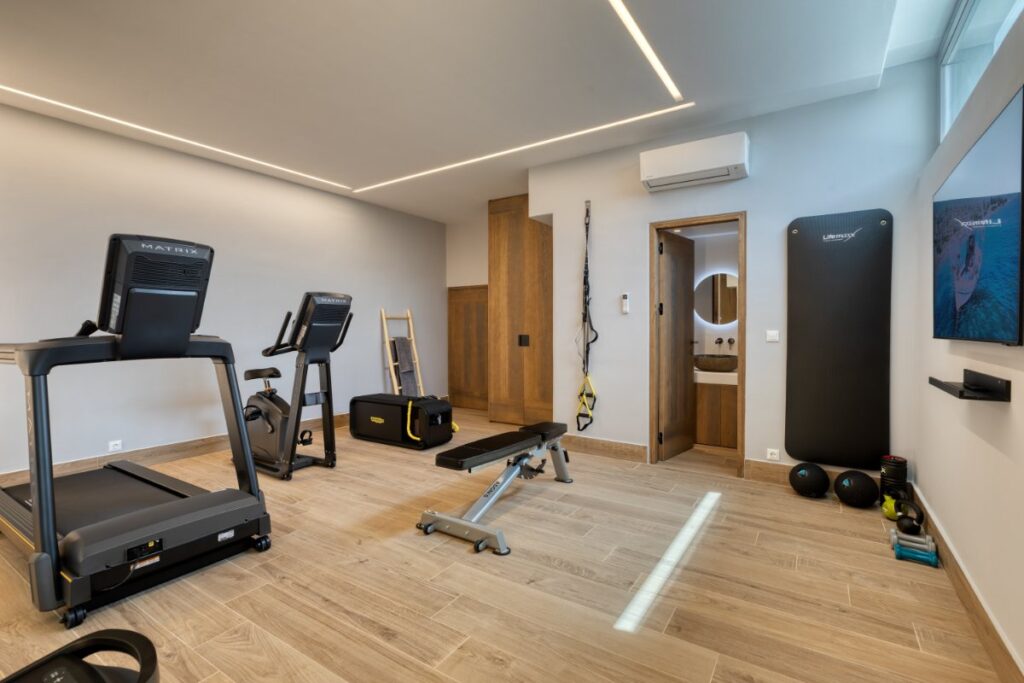 Sports amenities in private luxurious Mykonos villa for rent.