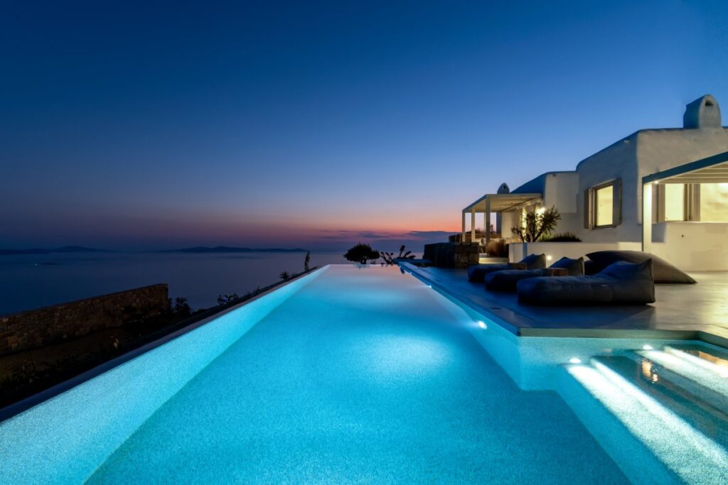 Mykonos' extraordinary rental villa with infinity pool and modern terrace.