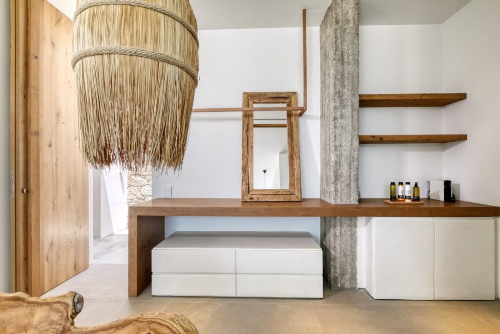 Cozy self-care corner in Mykonos exceptional villa for rent.