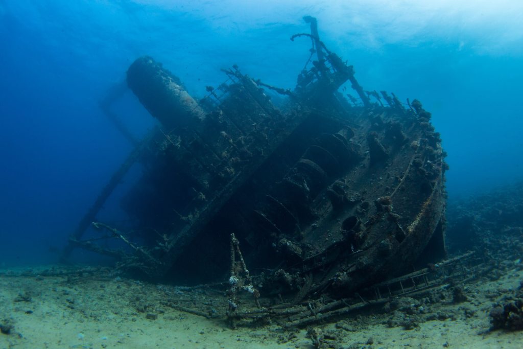 A shipwreck underwater