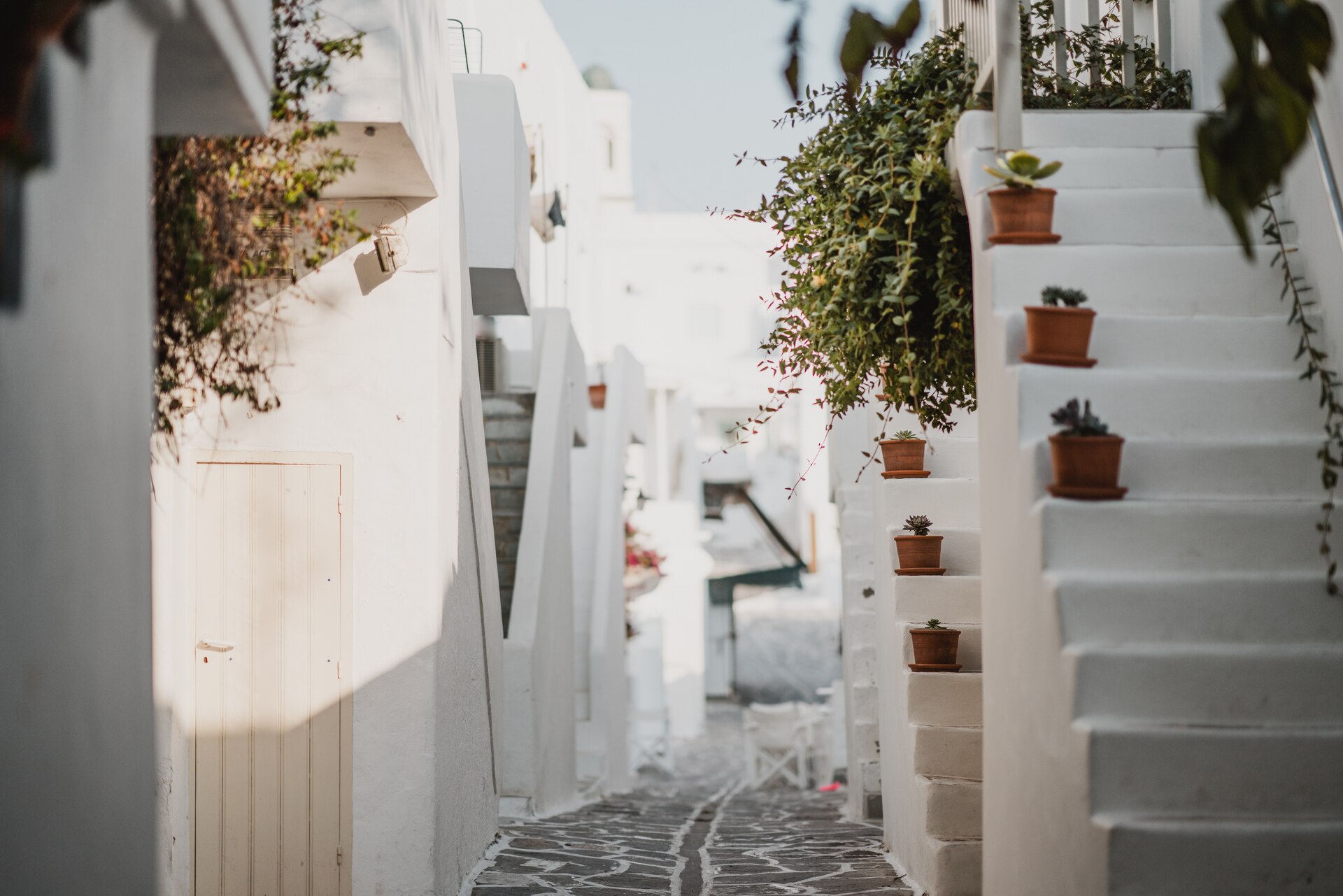 A whitewashed street on Paros