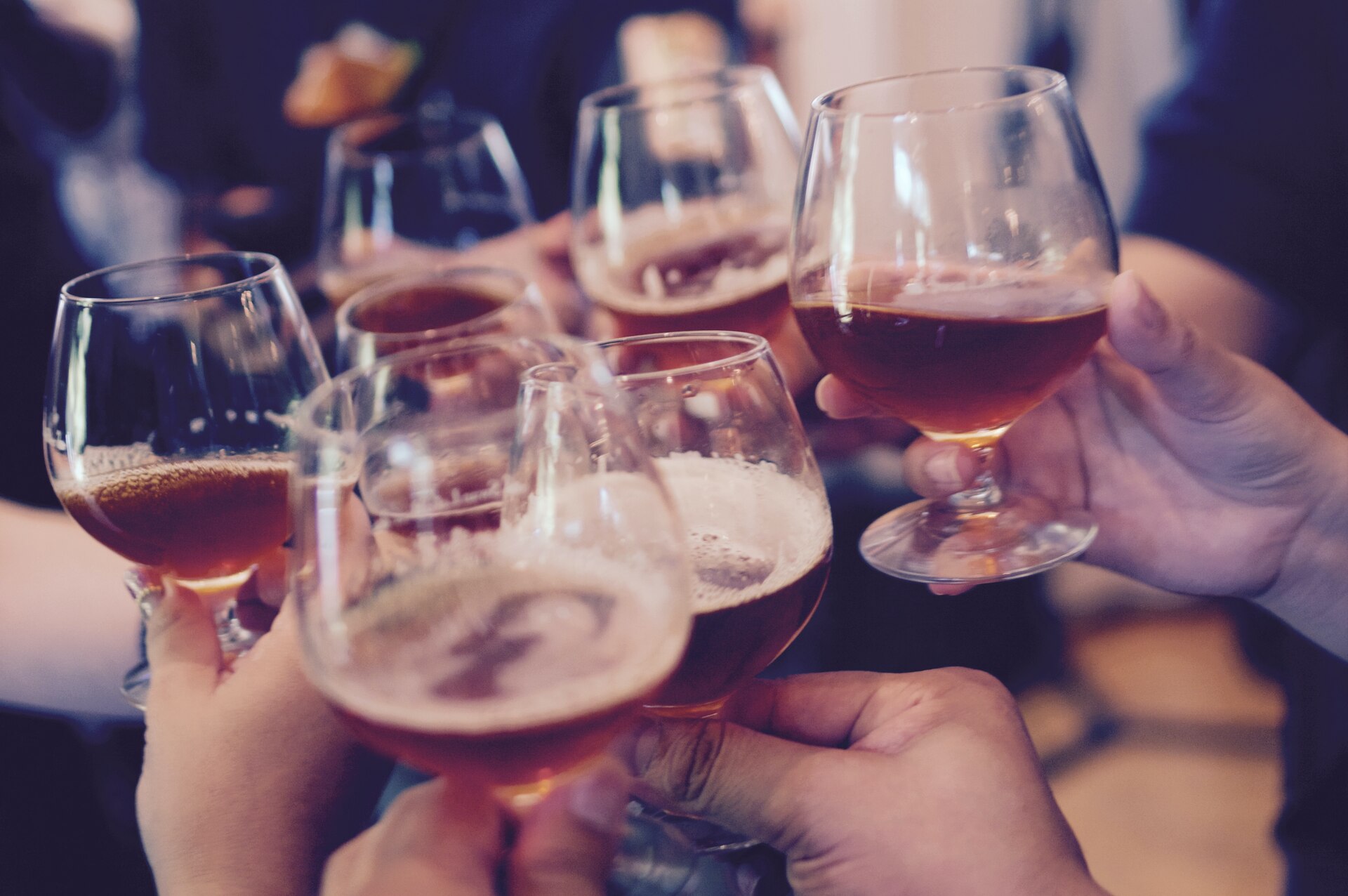 Several beer glasses