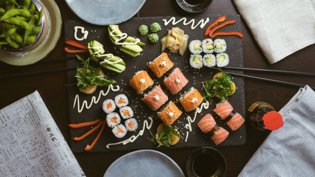 Sushi on a platter