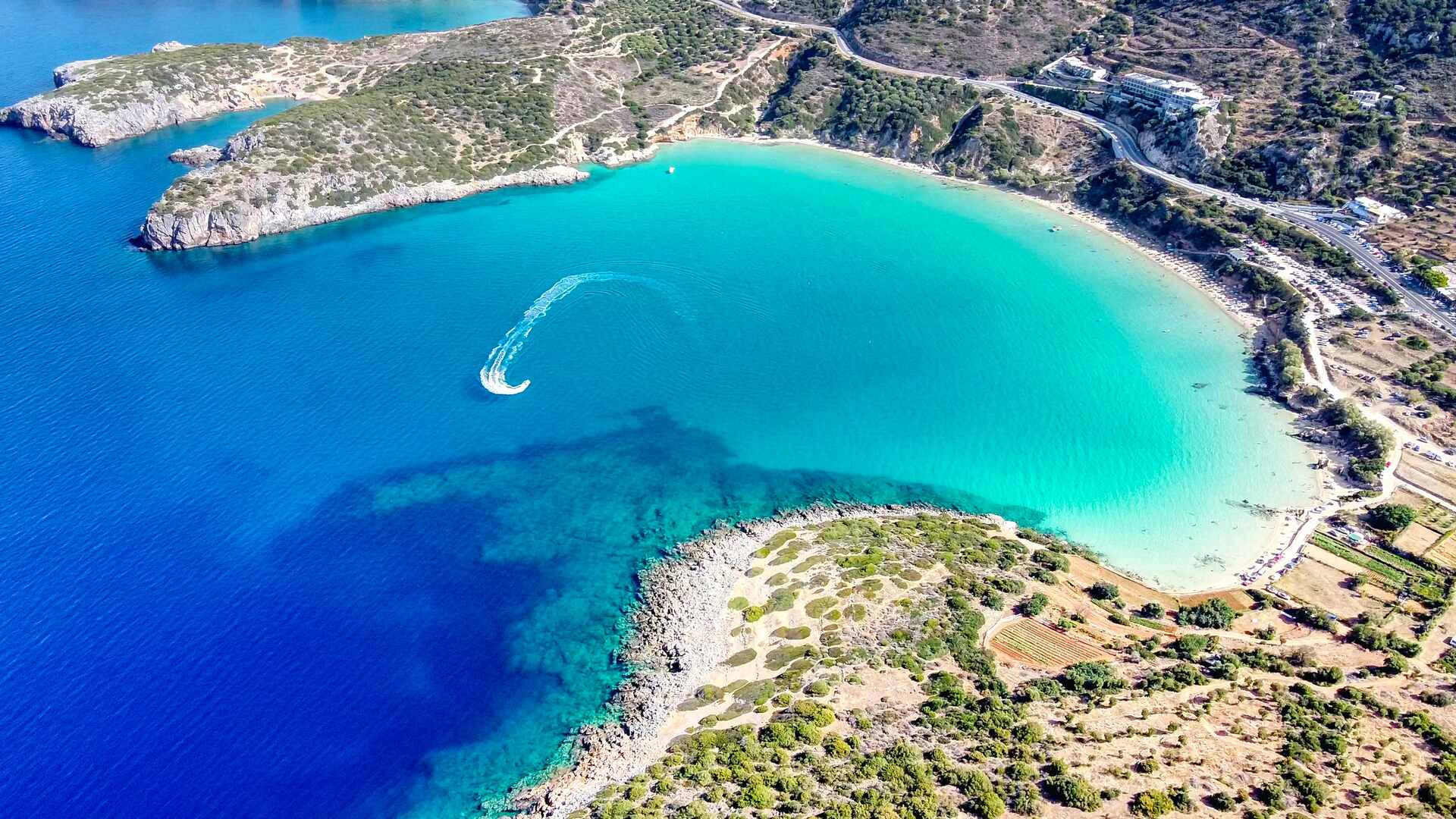 View of the Aegean sea and a small beach