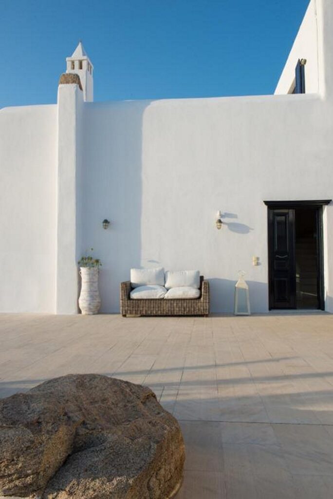 Outside furniture in Mykonos exceptional villa for rent.