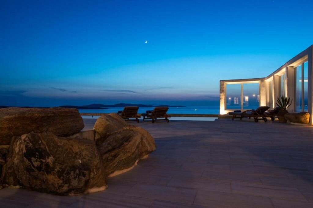 Perfect view of the Aegean sea from Mykonos exceptional villa for rent.