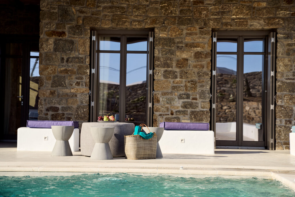 Private pool in a fancy environment, Mykonos rental villa.