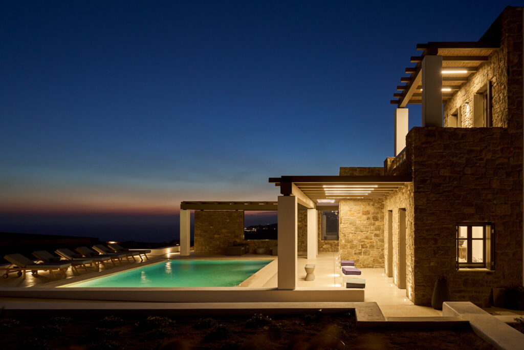 Private pool in a luxurious villa for rent, Mykonos.