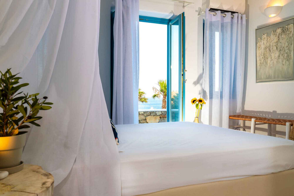 Bedroom in the finest private home for booking, Mykonos.