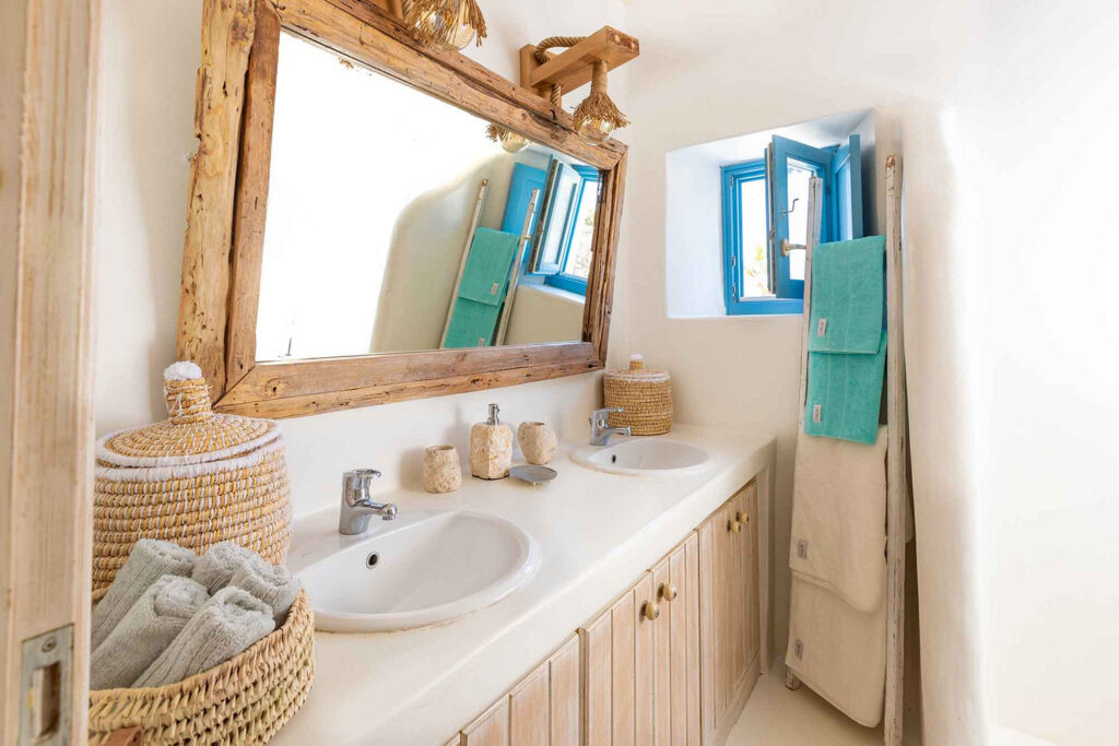 Luxurious bathroom in Mykonos' best rental home.