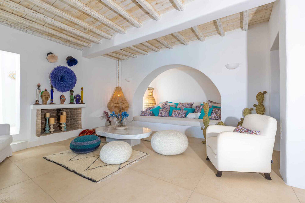 Exceptional living room in the best villa to stay in, Mykonos.