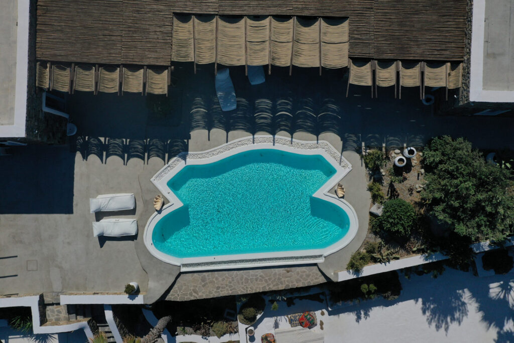 Splendid private pool in Mykonos finest villa for rent.