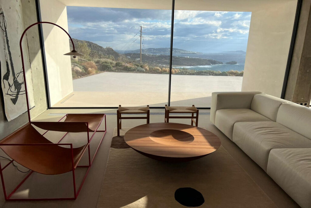 Cozy furniture in Mykonos' lavish villa for rent.