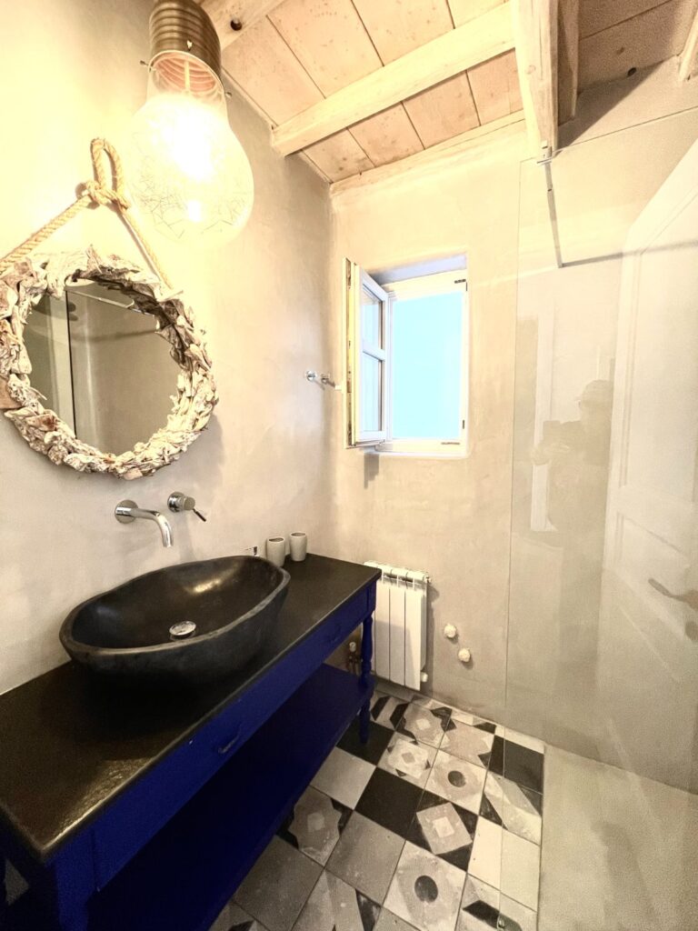Bathroom in a secluded villa in Mykonos, Greece.