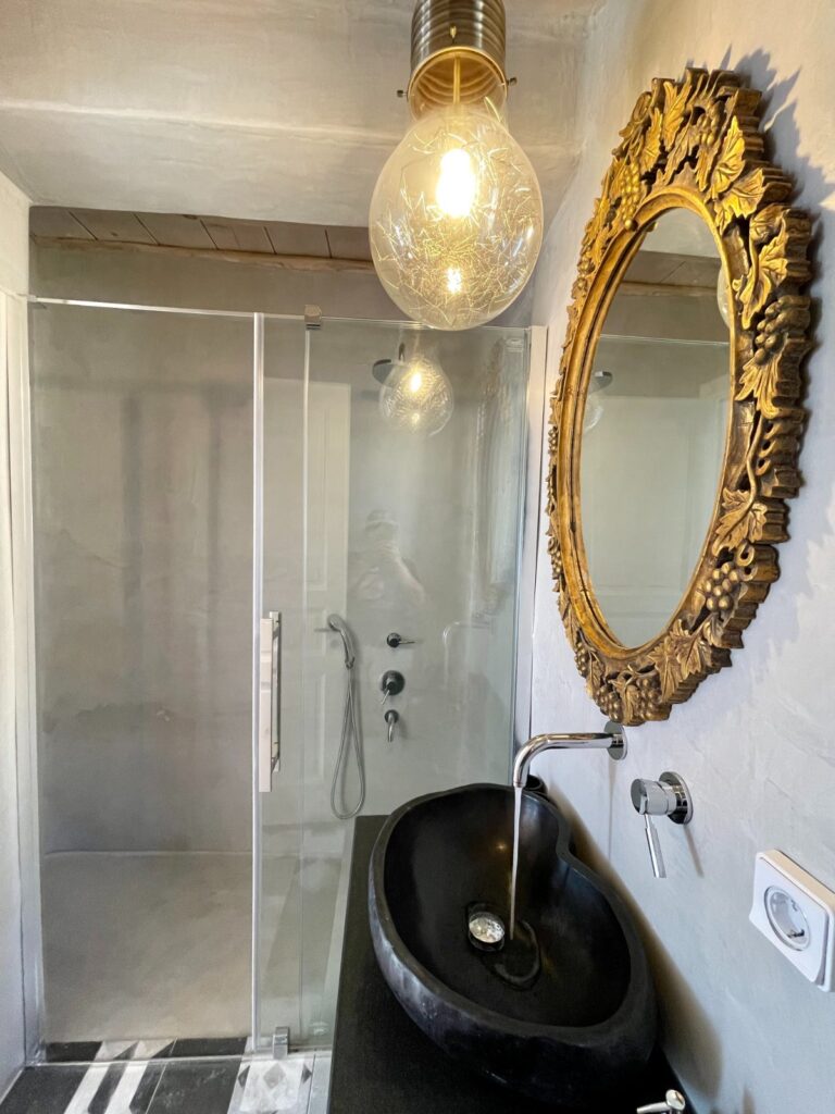 Bathroom in splendid villa for booking, Mykonos.