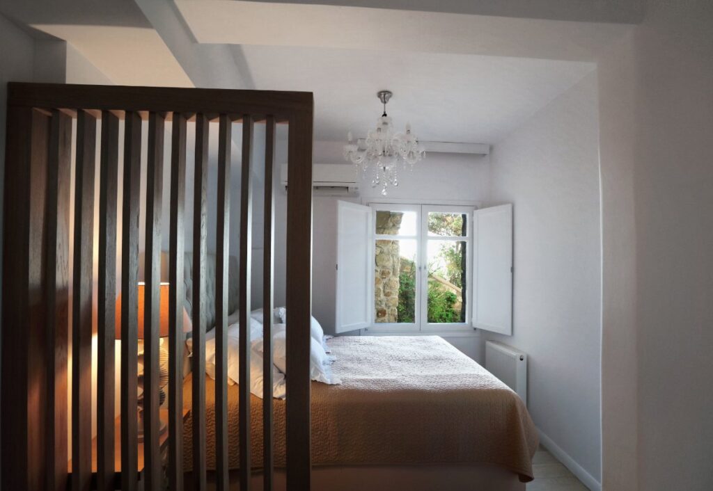 Bedroom in Mykonos splendid villa for rent.