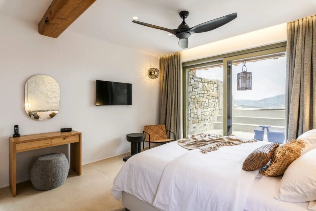 Spacious bedroom in Mykonos best home to stay in.