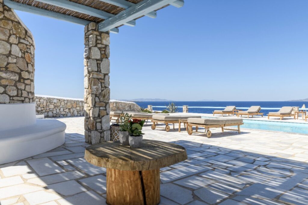 Blue horizon from the best Mykonos villa for rent.