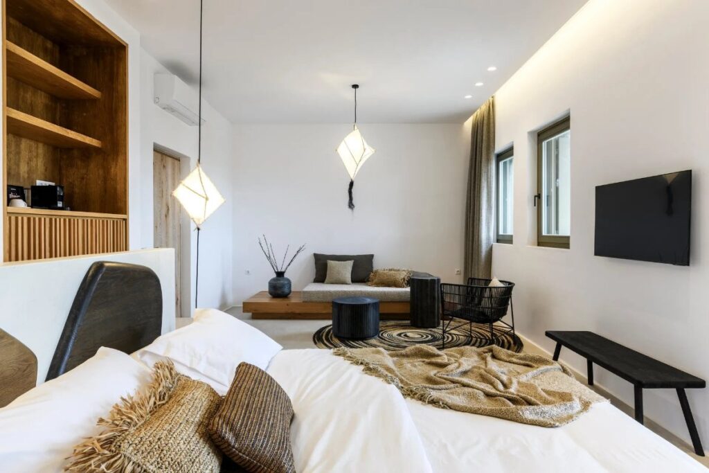 Modern, futuristic design in Mykonos lavish villa for rent.