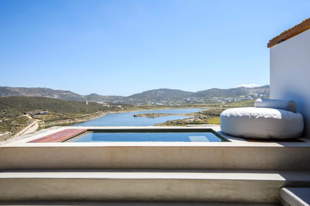 Breath-taking view from Mykonos' top rental villa.