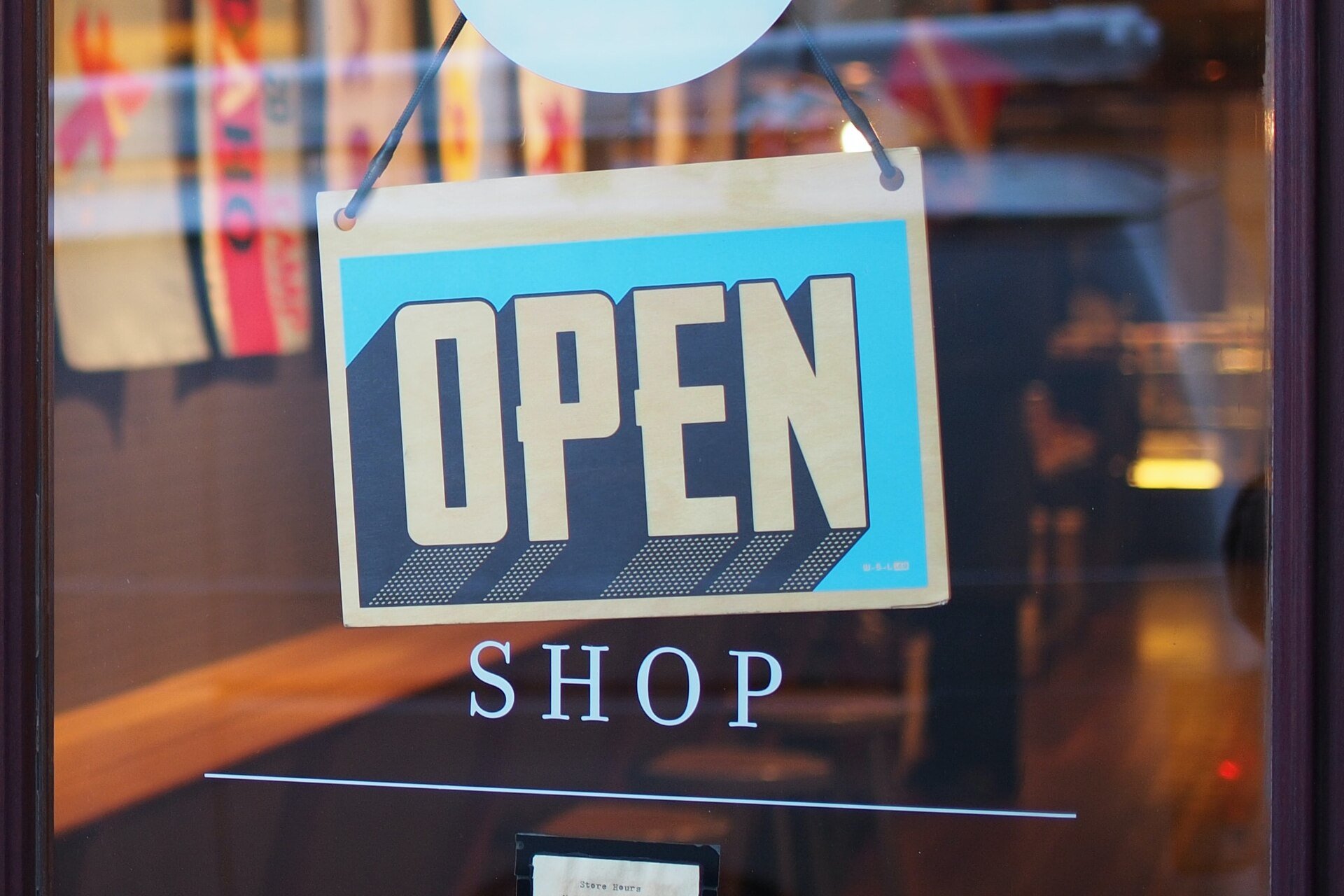  Open sign on the door 