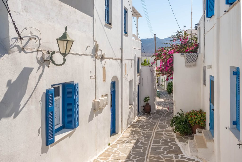 View of a street in Mykonos