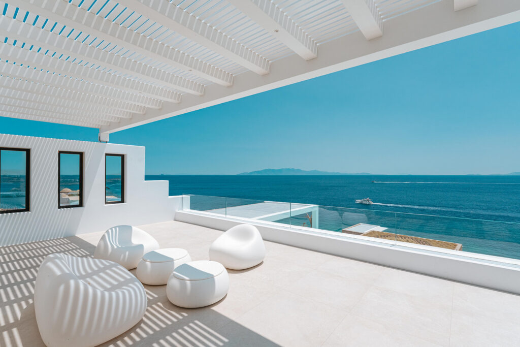 A Mykonos villa with a view of the sea