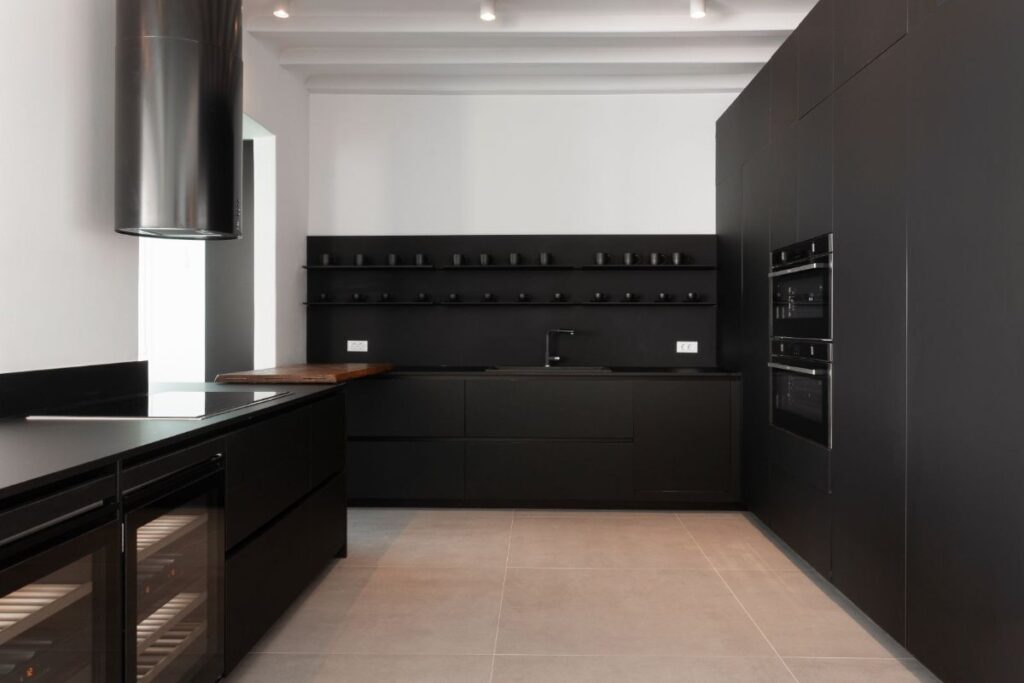 Modern luxurious kitchen in a luxurious villa for rent, Mykonos.