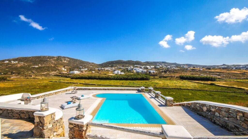 Stunning view from Mykonos best rental villa, available for rent.