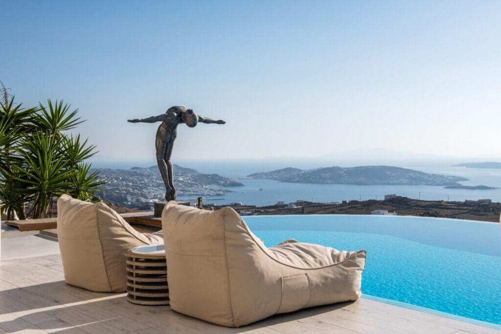 Luxurious villa in Mykonos with a private pool, Greece.