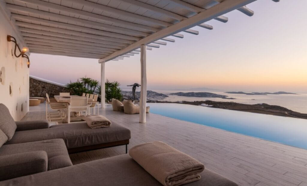Book a lavish villa with a private pool in Mykonos, Greece.