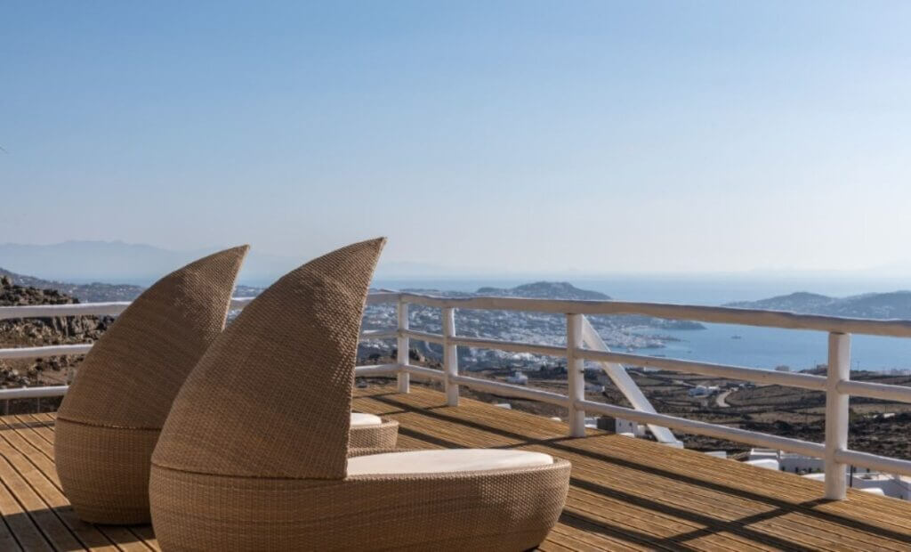 Wonderful sea view from our luxurious villa in Mykonos.