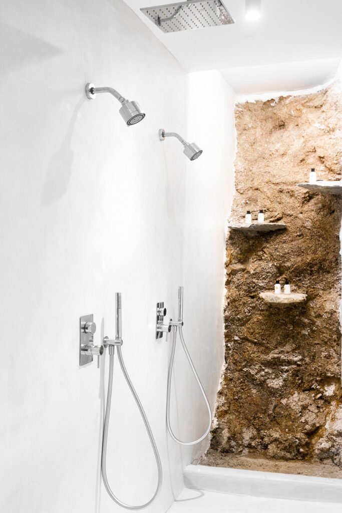 Lavish shower retreat in Mykonos' best rental villa.