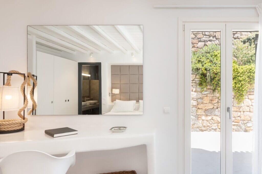 Comfy bedroom in the finest Mykonos rental villa.