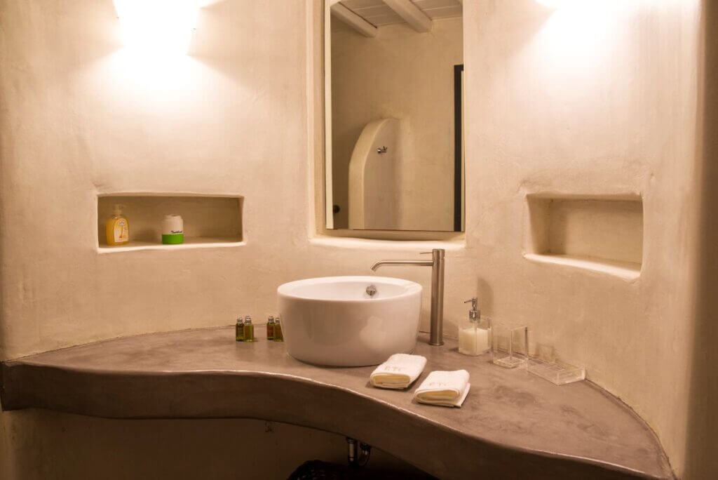 Zen time in the bathroom of Mykonos best villa for booking.