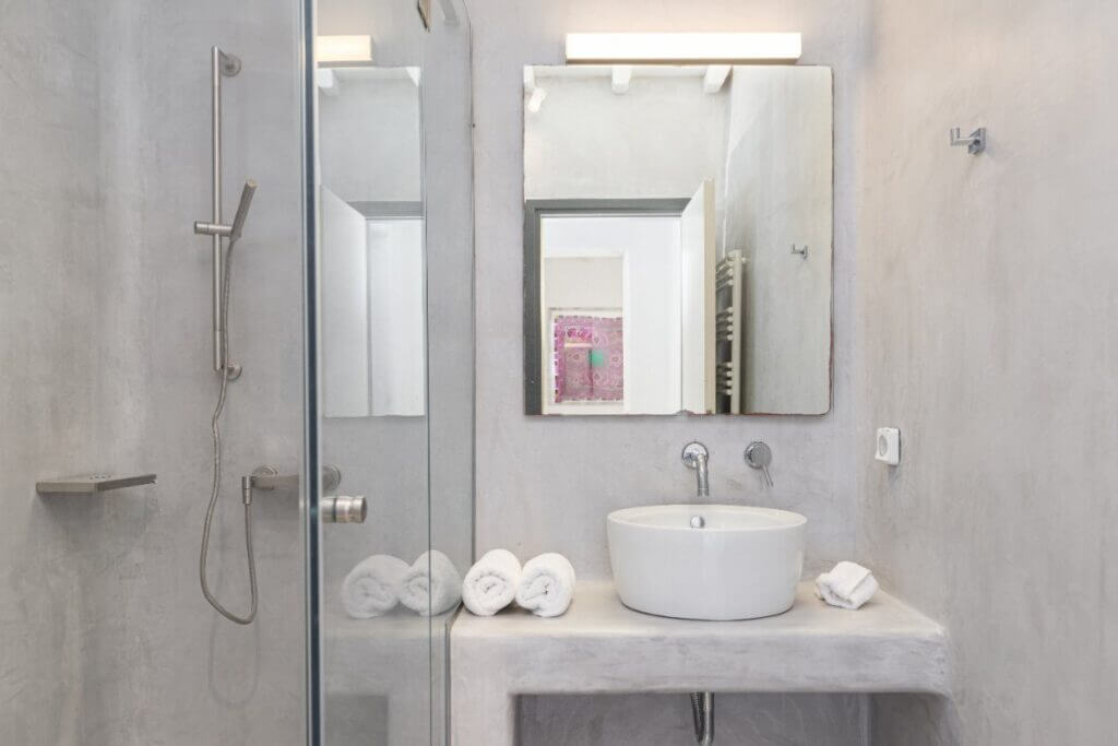 Luxurious bathroom in the best Mykonos villa to stay in.