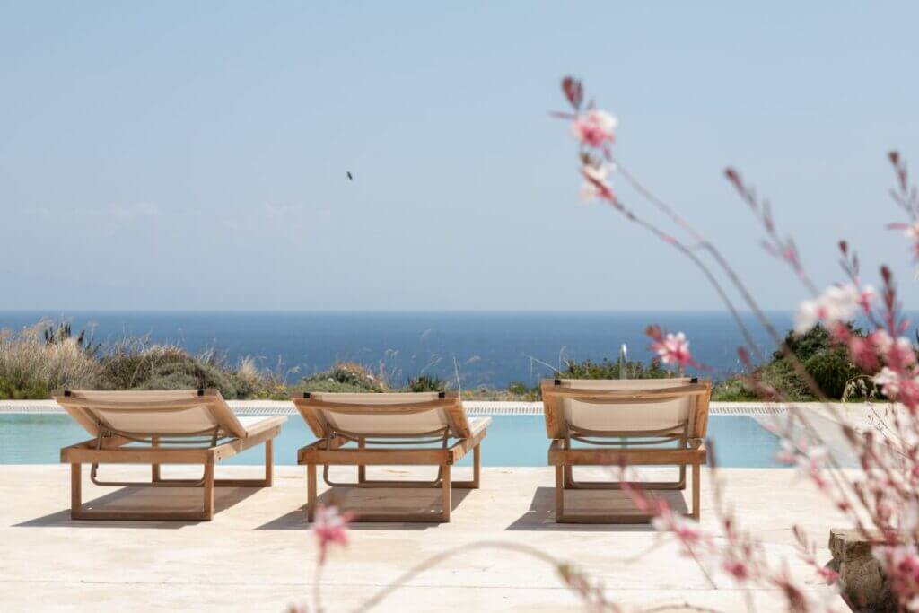 Enjoy the view of the Aegean Sea from the lavish Mykonos' private home, available for booking.