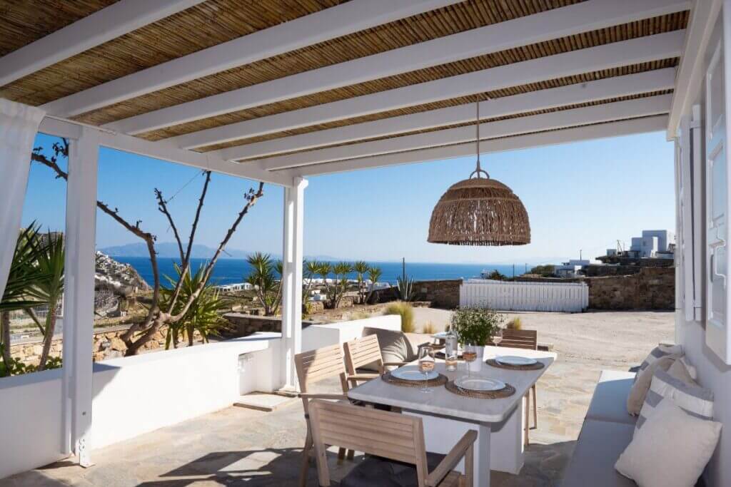 Perfect spot for having a meal, with a view of the Aegean Sea in the best