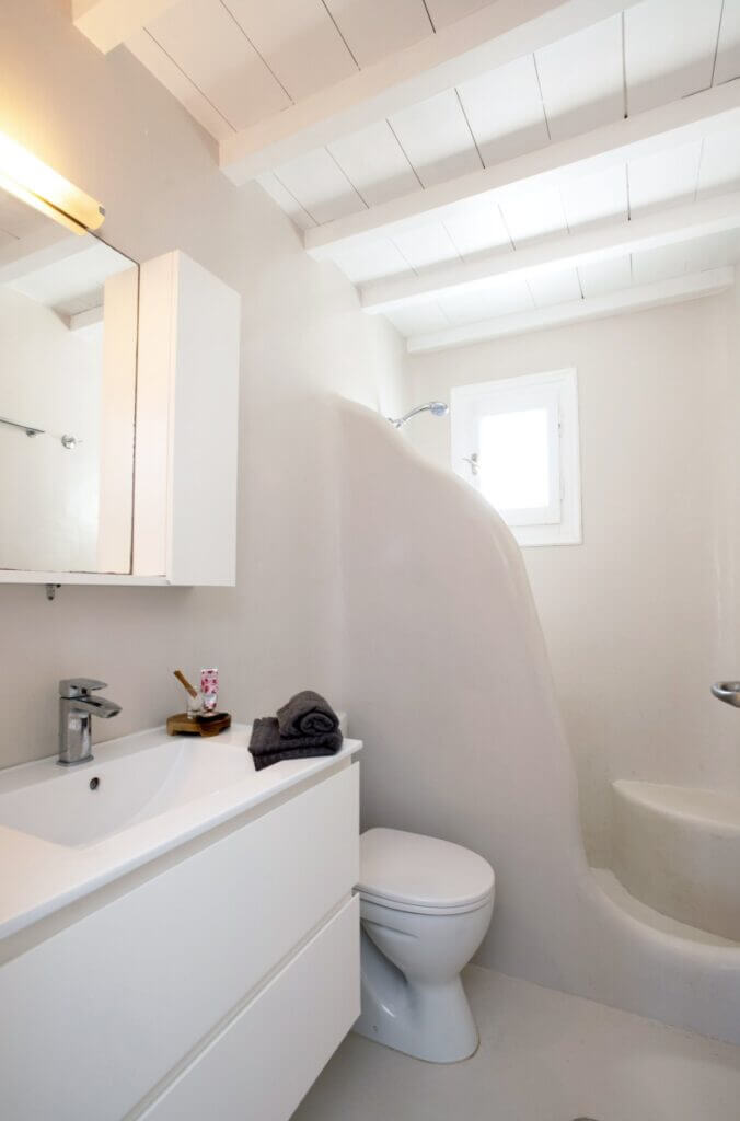 Spacious bathroom, stay in the ultimate modern villa, Mykonos.