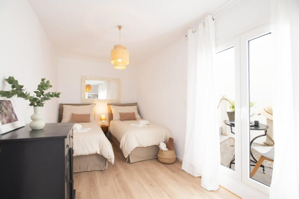 Cozy bedroom and warm atmosphere in the best Mykonos villa for rent.