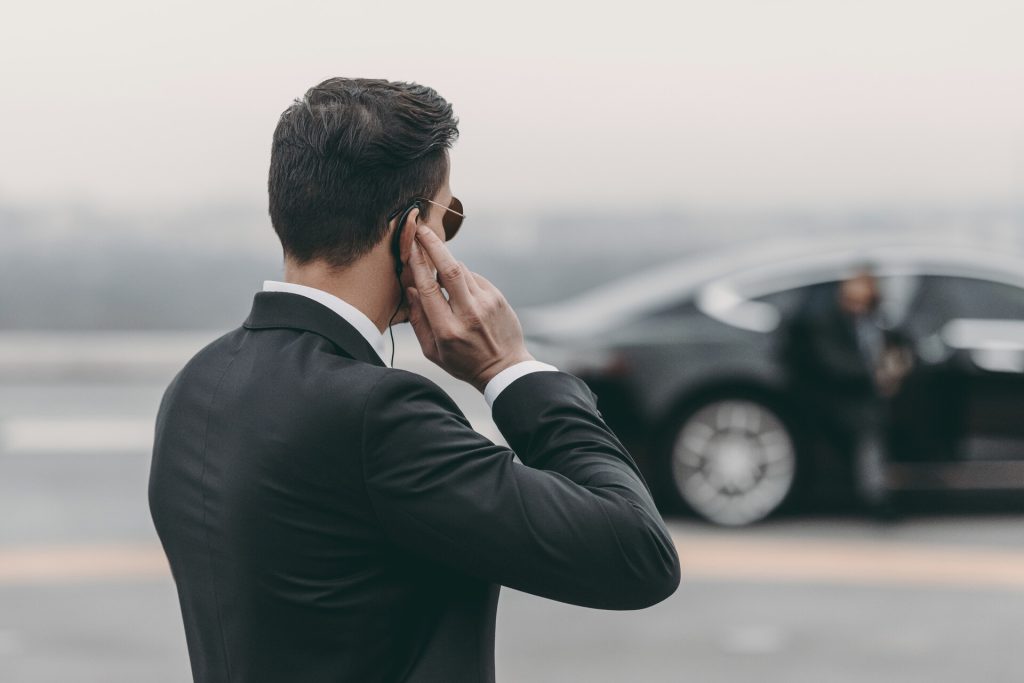 A concierge in a suit