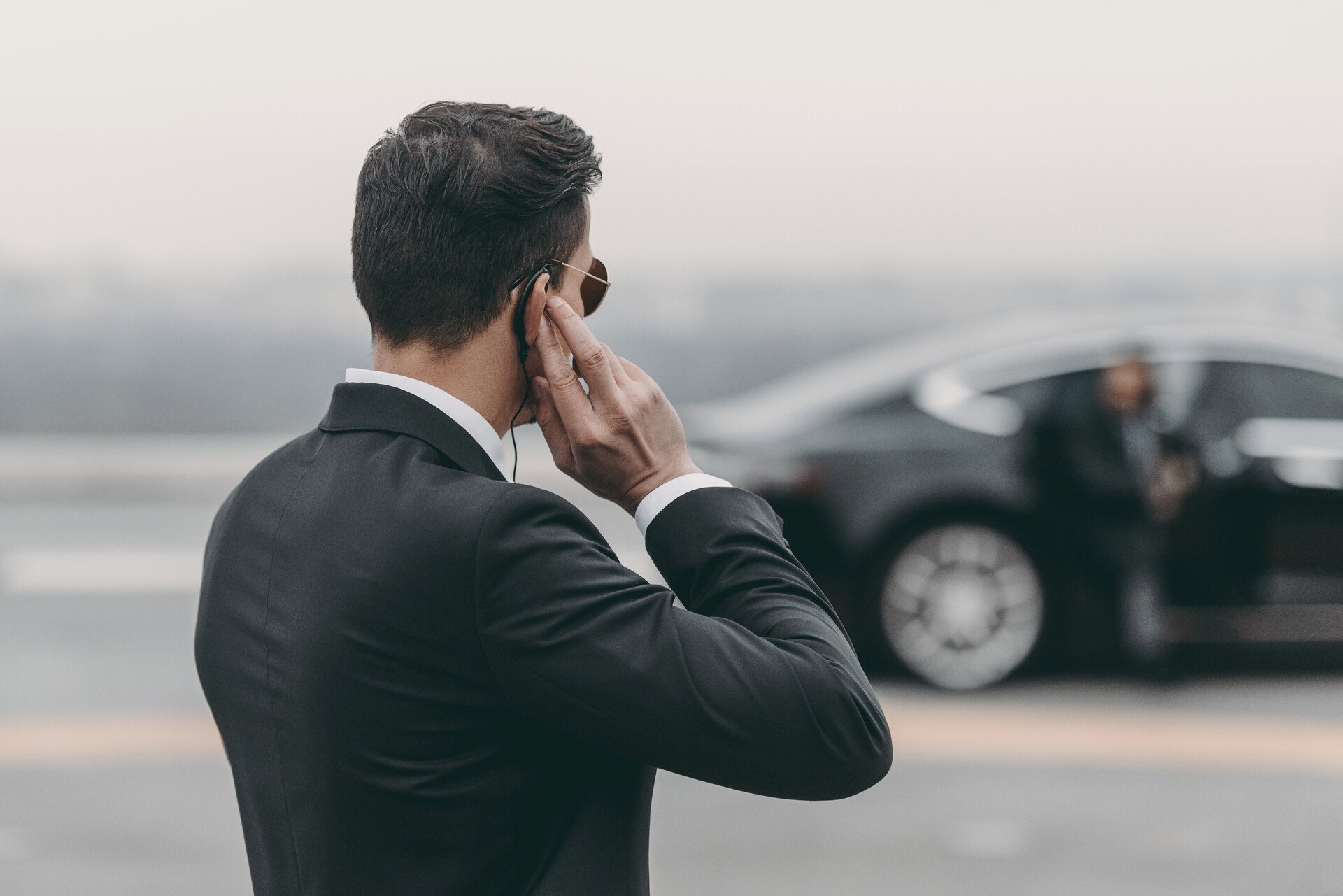 A concierge in a suit 