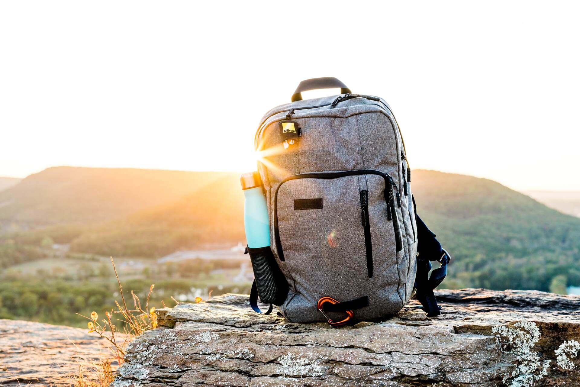 Backpack on a rock 