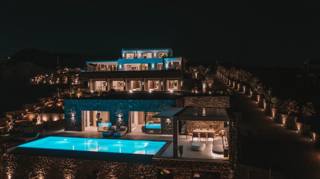 View of the villa Pine at night