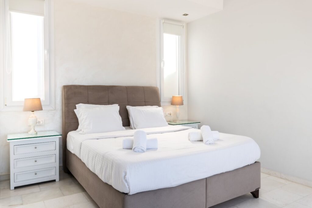 Bedroom in the most lavish villa for rent, Mykonos.