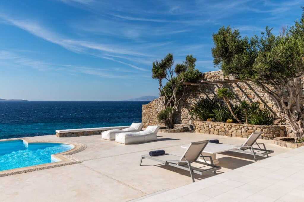 The Aegean Sea from the best Mykonos villa for rent.