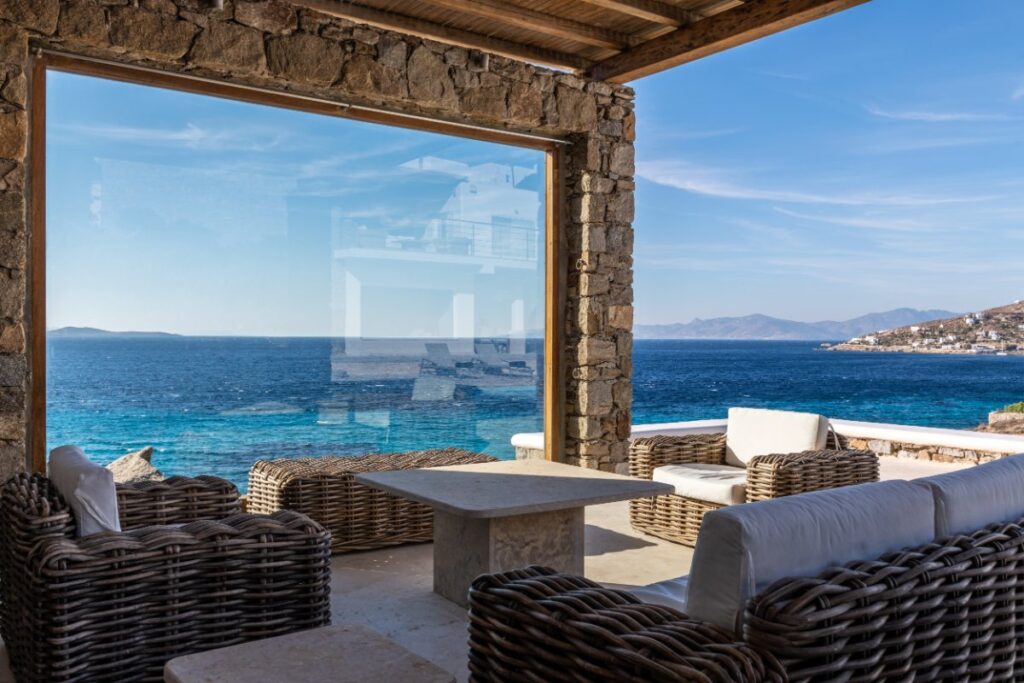 Wonderful sea view in Mykonos villa for rent.