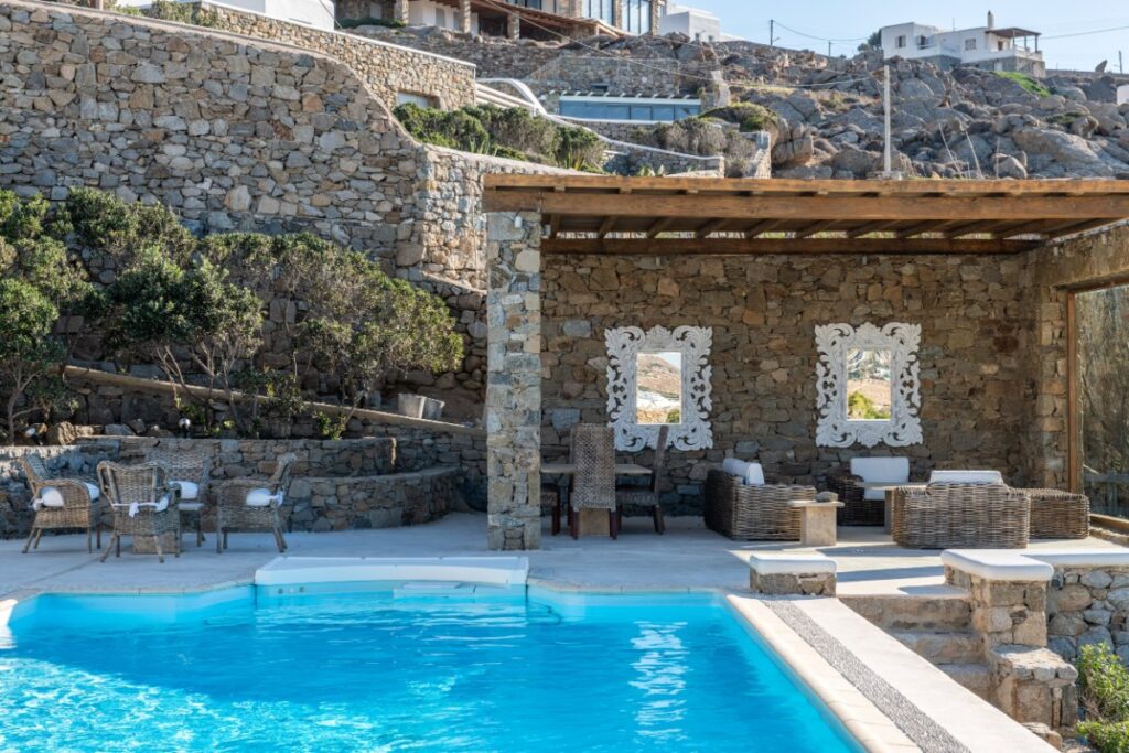 Top villa in Mykonos with a private pool, ready for rent.