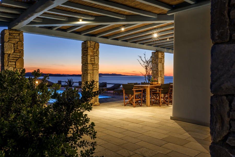 Wonderful terrace in the best Mykonos villa for rent.