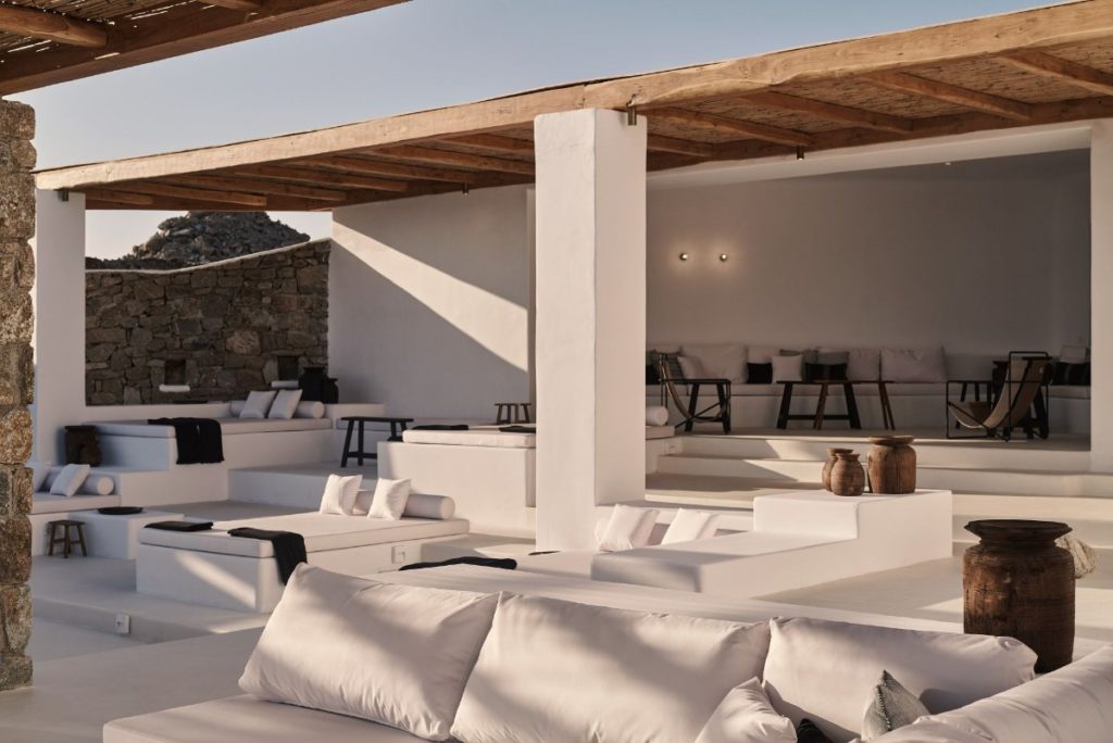 Spacious area for gathering and chilling out, Mykonos rental villa.